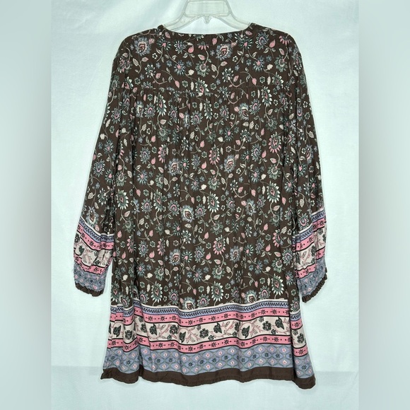 Natural Life Brown Pink Boho Tunic/Dress Top Sz XL - Picture 2 of 9